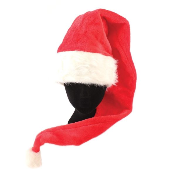 NOVELTY FUNKY FANCY XMAS VALVET PLUSH FATHER SANTA HAT 120 CM LONG WITH POM POM