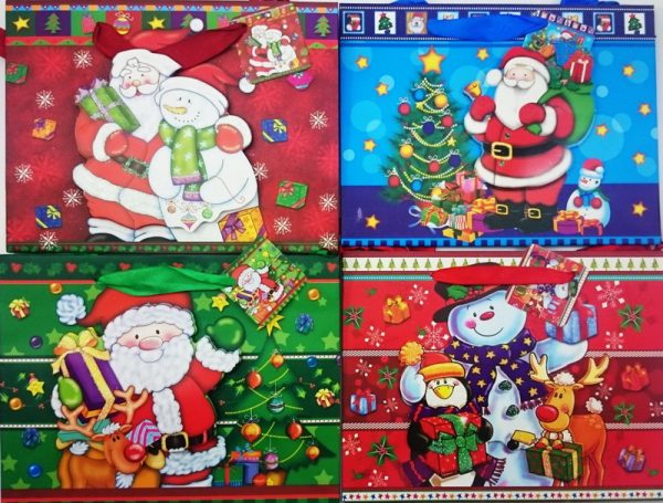 PACK OF 4 3D CHRISTMAS GIFT BAG SMALL