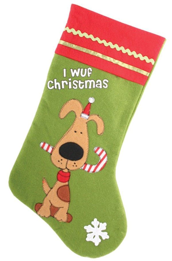 I WUF CHRISTMAS DOG STOCKING WITH MESSAGE SANTA SACK IDEAL PRE- CHRISTMAS GIFT