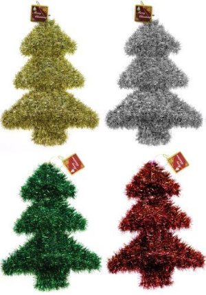 3D TINSEL CHRISTMAS XMAS TREE WALL PLAQUE DECORATION