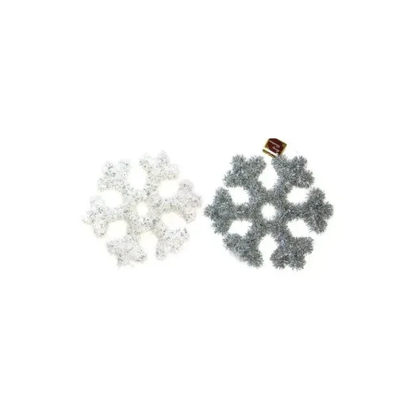 3D TINSEL CHRISTMAS XMAS SNOWFLAKE WALL PLAQUE DECORATION 2 PER PACK