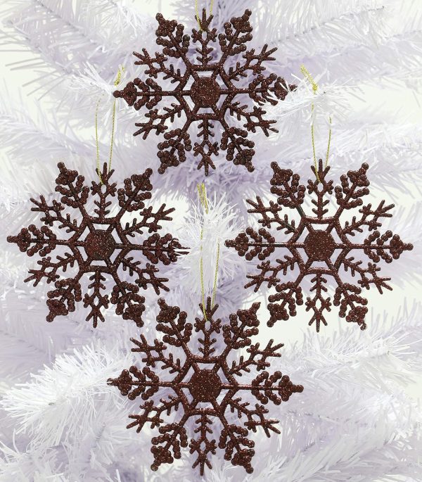 THEME MACHINE CHRISTMAS GLITTER MOCHA BROWN STAR / BAUBLES / SNOWFLAKE GARLAND 2M