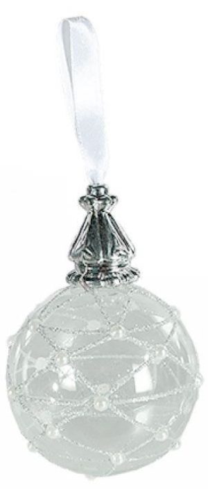GLASS CHRISTMAS BAUBLE ANTIC FINISH WITH GLITTER D?COR