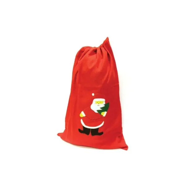 FELT GIANT XMAS SANTA SACK 70CM X 49CM WITH STITCHED SANTA