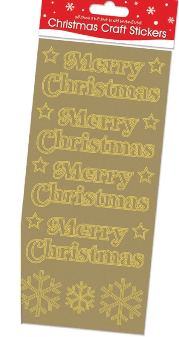 5 X SHEETS MERRY CHRISTMAS XMAS CRAFT STICKERS SILVER OR GOLD CARD MAKING STARS (GOLD)