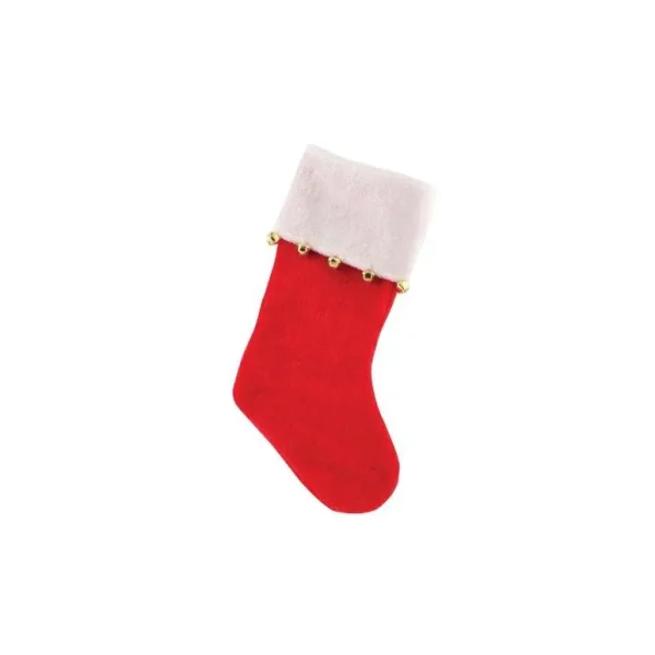 DELUXE VALVET CHRISTMAS / XMAS RED STOCKING - WITH JINGLE BELL