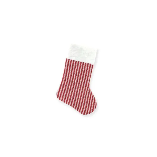 FANCY CHRISTMAS / XMAS GLITTER STRIPS STOCKING - RED SILVER STRIP DESIGN