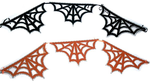 BLACK / ORANGE SPIDER WEB BUNTING HALLOWEEN