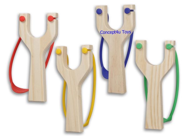 ASSORTED COLOURS TRADITIONAL WOODEN SLINGSHOT CATAPULT