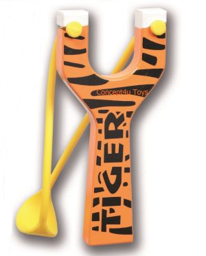 TIGER DESIGN TRADITIONAL WOODEN COLOUR ANIMAL SLINGSHOT CATAPULT