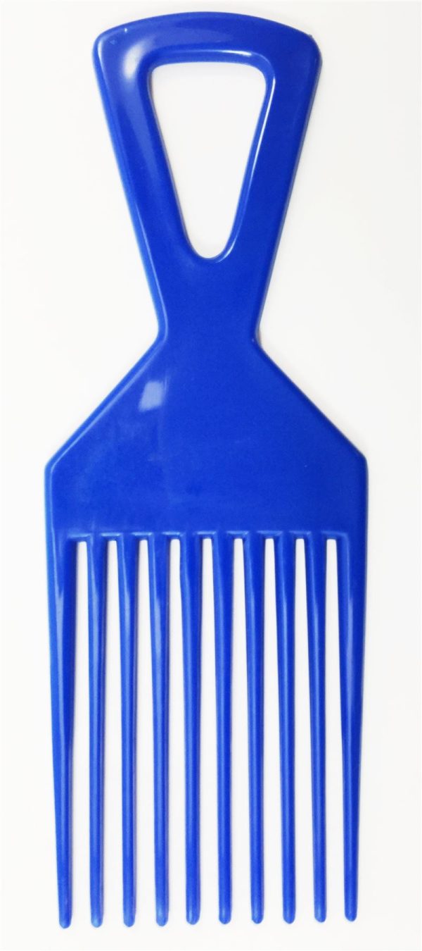 BLUE PLASTIC AFRO HAIR COMB AFRICAN DETANGLER DETANGLING WIDE TEETH BRUSH PIK