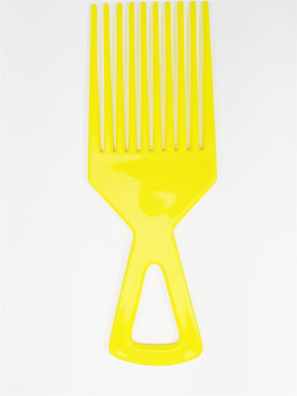 YELLOW PLASTIC AFRO HAIR COMB AFRICAN DETANGLER DETANGLING WIDE TEETH BRUSH PIK