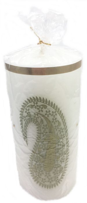 CANDLE WHITE PAISELY