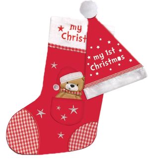 CHRISTMAS BABY'S 1ST HAT STOCKING SET