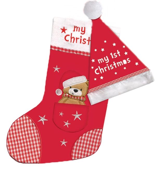 CHRISTMAS BABY'S 1ST HAT STOCKING SET