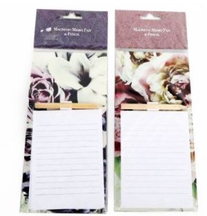 FLOWER DESIGN MAGNETIC MEMO PAD WITH PENCIL