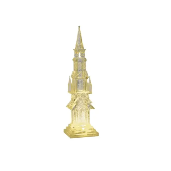 BATTERY OPERATED WARM WHITE WATER GLITTER CHURCH ORNAMENT 45CM