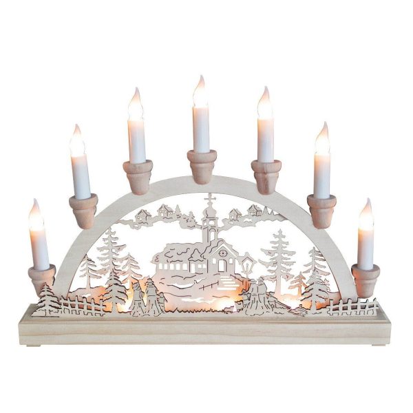 10 LED BATTERY OPERATED WOODEN 7 CANDLE BRIDGE LIGHT