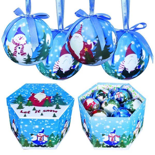 14 DECOUPAGE CHRISTMAS SCENE CUTE BAUBLES IN BOX