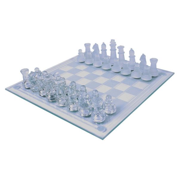 2 IN 1 GLASS CHESS AND DRAUGHTS SET