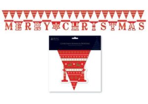 CHRISTMAS GREETING BANNER ~ FESTIVE BUNTING SET - IDEAL CHRISTMAS DECORATION TRADITIONAL RED GREEN