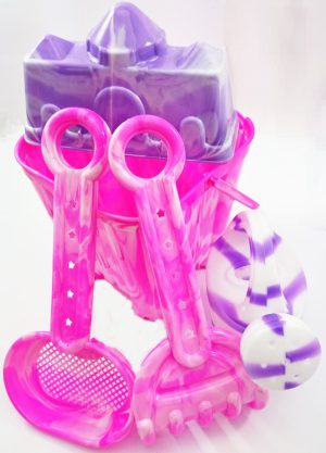 5PCS MEDIUM MARBLE BUCKET AND SPADE SET PINK