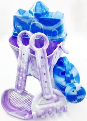 5PCS MEDIUM MARBLE BUCKET AND SPADE SET PURPLE