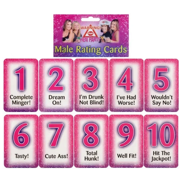 10 HEN PARTY MALE RATING CARDS ACCESSORIES