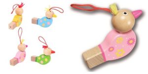 PACK OF 2 ASSORTED COLOURS WOODEN BIRD WHISTLE
