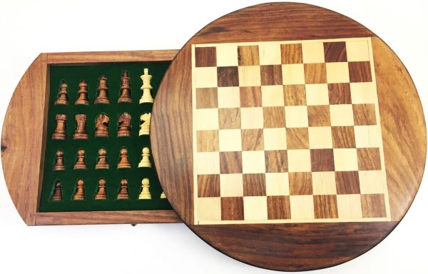 ROUND WOODEN CHESS MAGNETIC IN BOX