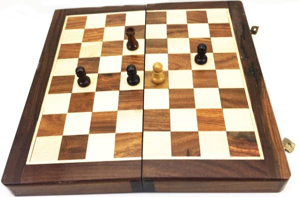 SQUARE WOODEN CHESS MAGNETIC FOLDING IN BOX