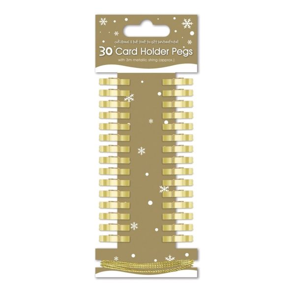 PACK OF 30 GOLD PEG LINE CHRISTMAS CARD HOLDER ( GOLD COLOUR ONLY ) (8695G)