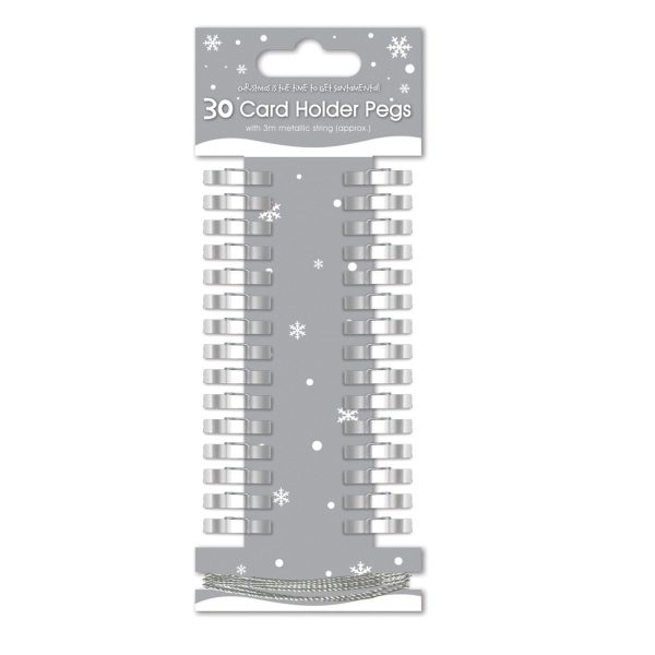 PACK OF 30 SILVER PEG LINE CHRISTMAS CARD HOLDER ( SILVER COLOUR ONLY ) (8695S)