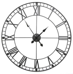 88CM EXTRA LARGE SKELETON FRAME ROMAN NUMERAL BLACK WALL CLOCK