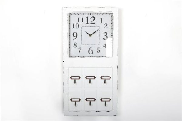 CLOCK WITH KEY HOOKS LABEL