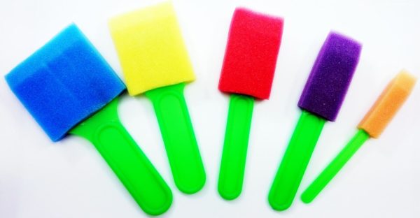 5 COLOUR FOAM CRAFTING SPONGES PLASTIC BRUSH