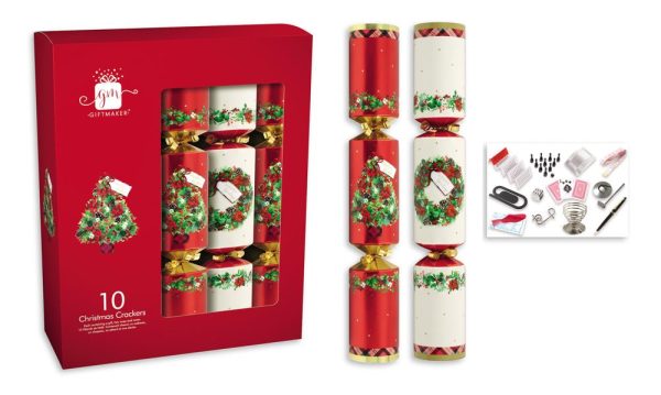 10 CHRISTMAS CRACKERS RED & WHITE 13 INCH