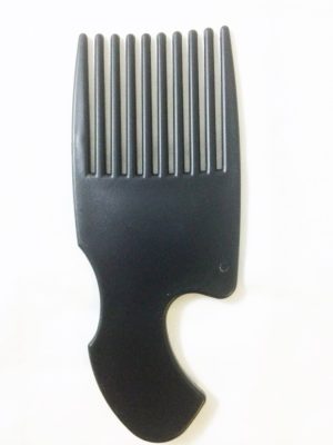 PLASTIC AFRO HAIR COMB AFRICAN DETANGLER DETANGLING WIDE TEETH BRUSH PIK - BLACK