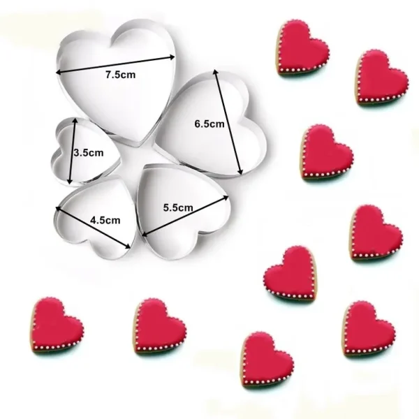 5PCS HEART BISCUIT CUTTERS