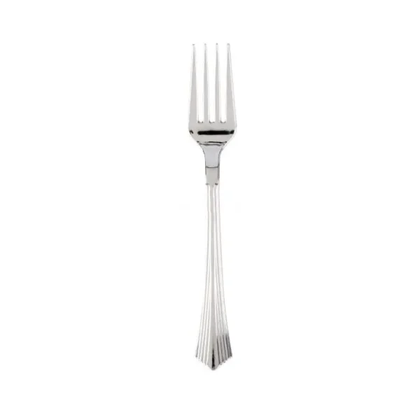 FORKS - CHROME LOOK SILVER PLASTIC DISPOSABLE PICNIC CUTLERY (18 PIECES)