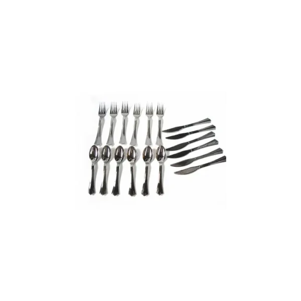 SILVER PLASTIC CUTLERY PACK OF 6 ( 6 KINFE + 6 SPOON + 6 FORK )