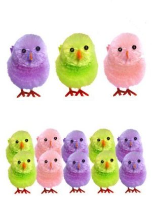 10 MINI FLUFFY EASTER MULTICOLOUR CHICKS 06333