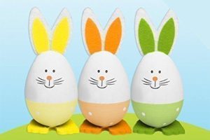 3 SPOTTY BUNNY CHARACTER EGGS EASTER BONNET PARTY DECORATION KIDS YELLOW ORANGE GREEN