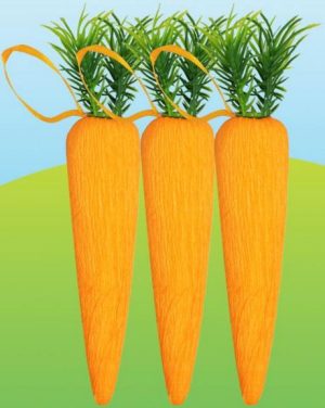 3 ARTIFICIAL CARROT EASTER HANGING DECORATION