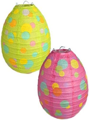 GREEN PINK PAPER LANTERN EGGS