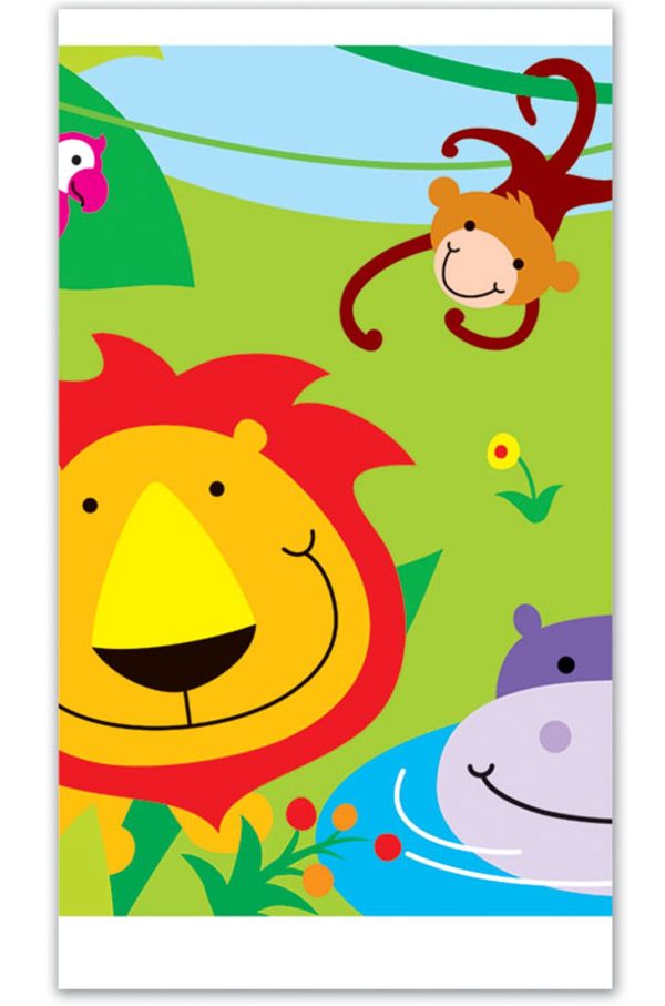 JUNGLE THEME TABLE COVER GIRLS KIDS CHILDRENS BIRTHDAY ZOO 54 X 72