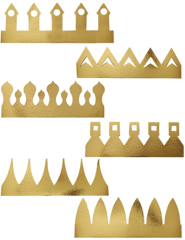 6 GOLDEN GOLD PARTY CROWN HAT KING QUEEN DRAMA PLAY ART CRAFT