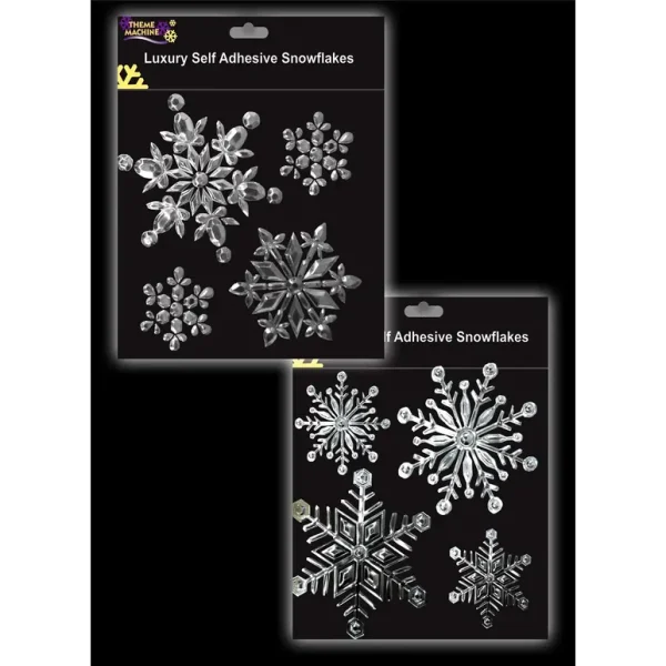 8 SLIVER SNOWFLAKE XMAS WINDOW 3D STICKER SUN CATCHERS PARTY DECORATION LABEL FROZEN ( PACK OF 2 )