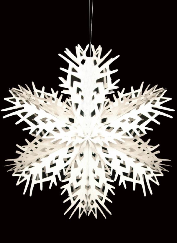 40CM FOIL HANGING WHITE 3D SNOWFLAKE PULL OUT LANTERN CHRISTMAS CEILING PARTY DECORATION