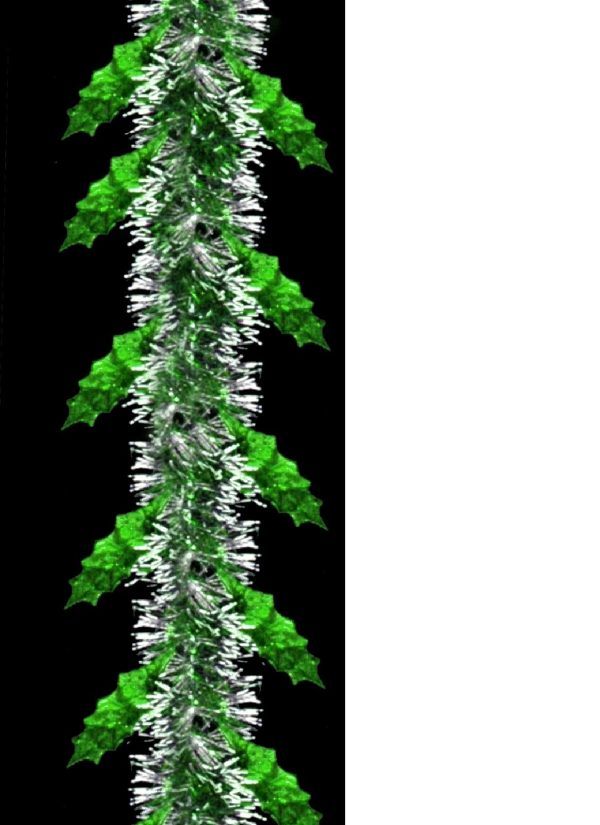 SNOWY HOLLY TINSEL CHRISTMAS TREE HOME OFFICE DECORATION GARLAND GREEN COLOR